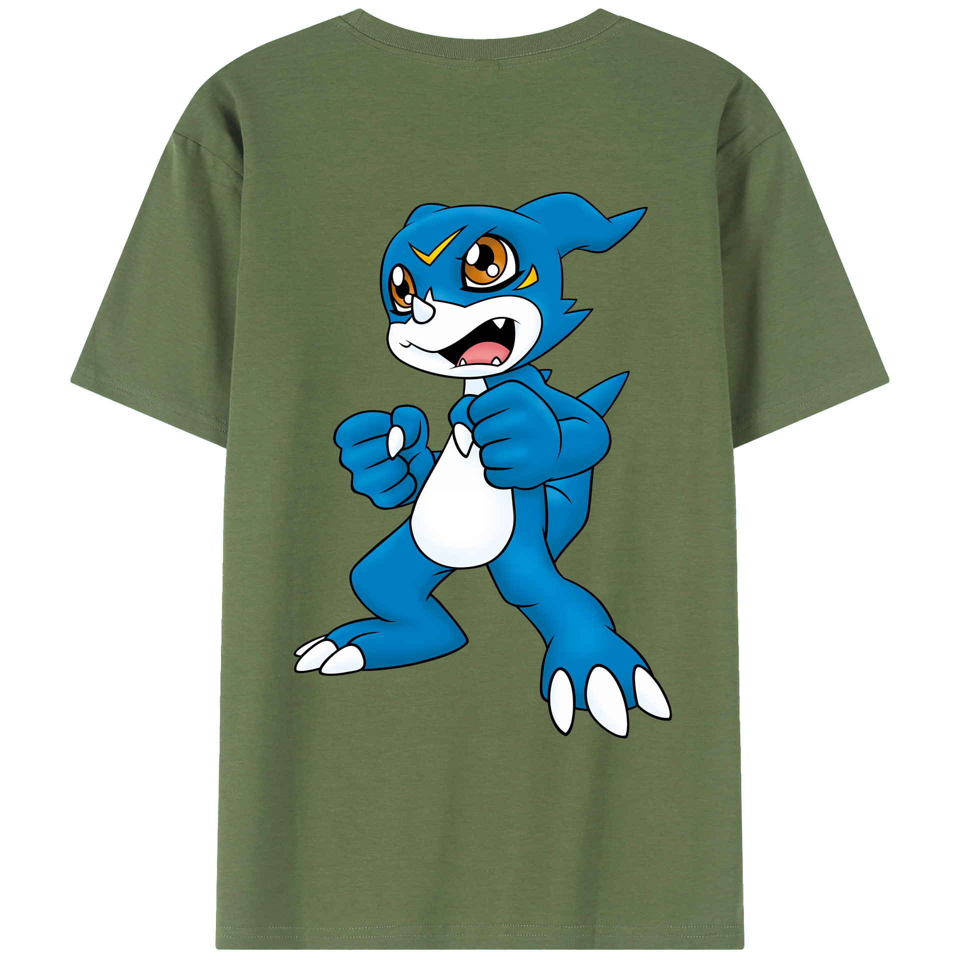 （画像用） Digimon デジタルモンスター/デジモン 綿100％ メンズ半袖Tシャツ（バックプリント） 通気性